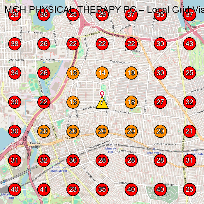 MGH PHYSICAL THERAPY PC GeoGrid visibility map for Physical Therapist in Whitestone